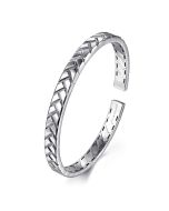 925 Sterling Silver Open Herringbone Cuff Bangle