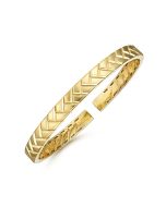 14K Yellow Gold Open Herringbone Cuff Bangle