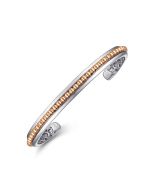 Sterling Silver Open Cuff Bracelet with 14K Rose Gold Beads