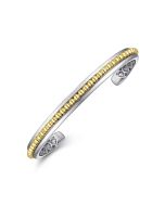 Sterling Silver Open Cuff Bracelet with 14K Yellow Gold Beads