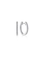 14K White Gold Diamond Classic Huggie Earrings in 15mm