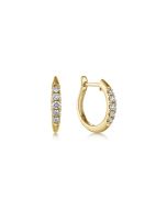 14K Yellow Gold Classic Round 15mm Diamond Huggie Earrings