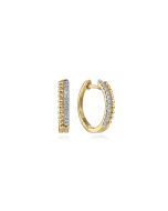 14K Yellow Gold Bujukan Pave 10mm Diamond Huggie Earrings