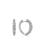 14K White Gold 15mm Classic Diamond Huggies