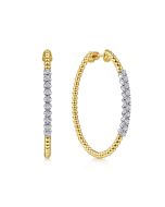 14K Yellow Gold 40mm Bujukan Diamond Classic Hoop Earrings