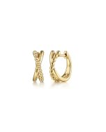 14K Yellow Gold Bujukan Twisted Huggie Earrings