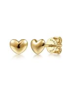 14K Yellow Gold Puff Heart Stud Earrings