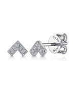 14K White Gold Diamond Chevron Earrings