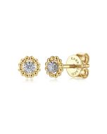 14K Yellow-White Gold Bujukan Diamond Stud Earrings