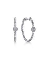925 Sterling Silver Bujukan White Sapphire Classic 30mm Hoop Earrings