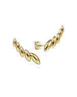 14K Yellow Gold Leaf Station Crawler Earrings