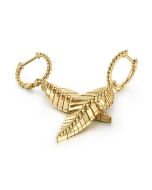 14K Yellow Plain Gold Huggie Drop Leaf Earrings