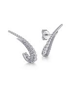 925 Sterling Silver Bujukan White Sapphire J stud Earrings