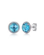 925 Sterling Silver Bujukan Blue Topaz Stud Earrings