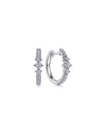 14K White Gold Diamond Huggie Earrings