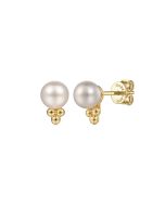 14K Yellow Gold Pearl Bujukan Stud Earrings