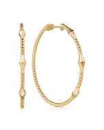 14K Yellow Gold Bujukan Hoop Pyramid Earrings in size 50mm