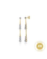 14K Yellow Gold Linear Graduated Diamond Station Drop Earrings in size 45mm