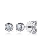 14K White Gold Diamond Bezel Set Stud Earrings