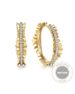 14K Yellow Gold Diamond Cut Hoop Earrings in size 30mm