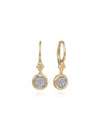 14K White and Yellow Gold Diamond Cluster Bujukan Lever Back Earrings