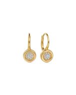 14K Yellow Gold Cluster Diamond Lever Back Earrings