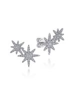 14K White Gold Diamond Starburst Ear Climber Earrings