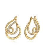 14K Yellow Gold Diamond And Rope Twisted Earrings