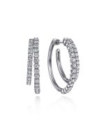 14K White Gold Diamond Intricate Hoop Earrings in size 30mm