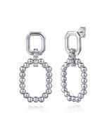 925 Sterling Silver Octagon White Sapphire Bujukan Stud Drop Earrings