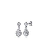 14K White Gold Diamond Pear Shape Drop Earrings