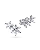 18K White Gold Diamond Floral Stud Earrings