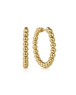 14K Yellow Gold Bujukan Beads Classic 30mm Hoop Earrings