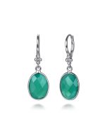 925 Sterling Silver Bujukan and Bezel Green Onyx Drop Earrings