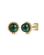 14K Yellow Gold Bujukan Malachite Stud Earrings