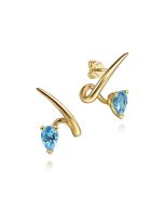 14K Yellow Gold Blue Topaz Stud Earrings
