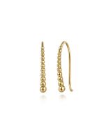 14K Yellow Plain Gold Graduating Bujukan Ball Drop Frenchwire Earrings