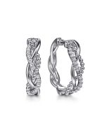 925 Sterling Silver Bujukan White Sapphire 30mm Twisted Intricate Hoop Earrings