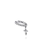 14K White Gold Single Bujukan Ear Cuff with Cross Charm