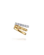 14K White Yellow Gold Prong Set Diamond Muli Row Single Ear Cuff