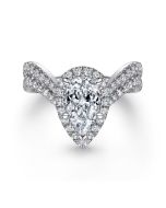 Madeleine - 14K White Gold Pear Shape Halo Semi-Mount Ring