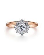 Clarise - Unique 14K White-Rose Gold Halo Semi-Mount Ring