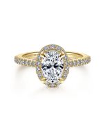 Idina - 14K Yellow Gold Oval Halo Semi-Mount Ring