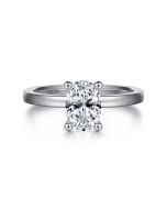 Paula - 14K White Gold Oval Semi Mount Engagement Ring Semi-Mount