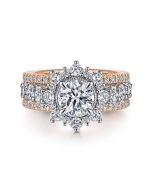 Clarence - 14K White-Rose Gold Fancy Halo Round Semi-Mount Ring