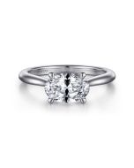 Larissa - 14K White Gold Horizontal Oval Solitaire Semi-Mount Ring