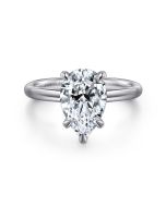 Lark - 14K White Gold Pear Shape Solitaire Semi-Mount Ring