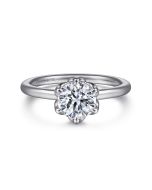 Kamera - 14K White Gold Round Solitaire Semi-Mount Ring