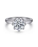 Liona - 14K White Gold Round Solitaire Semi-Mount Ring