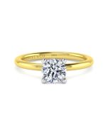 Ady - 14K White-Yellow Gold Hidden Halo Round Semi-Mount Ring